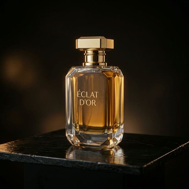 A high fidelity product photography shot of an elegant perfume bottle